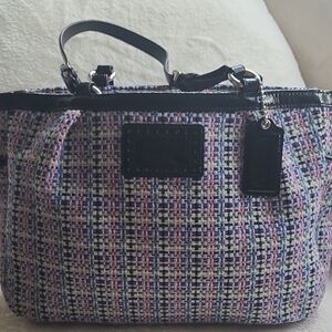 Stylish Multicolor Tweed Handbag By Coach